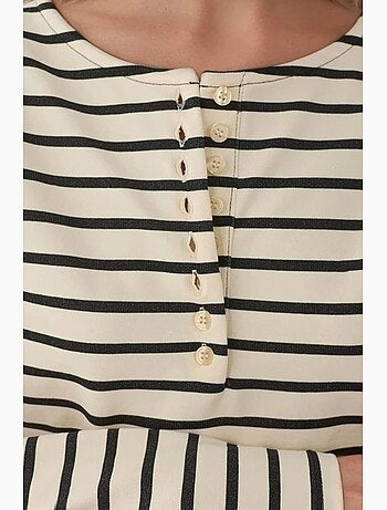 T-shirt col boutonné manches longues rayé hiccup