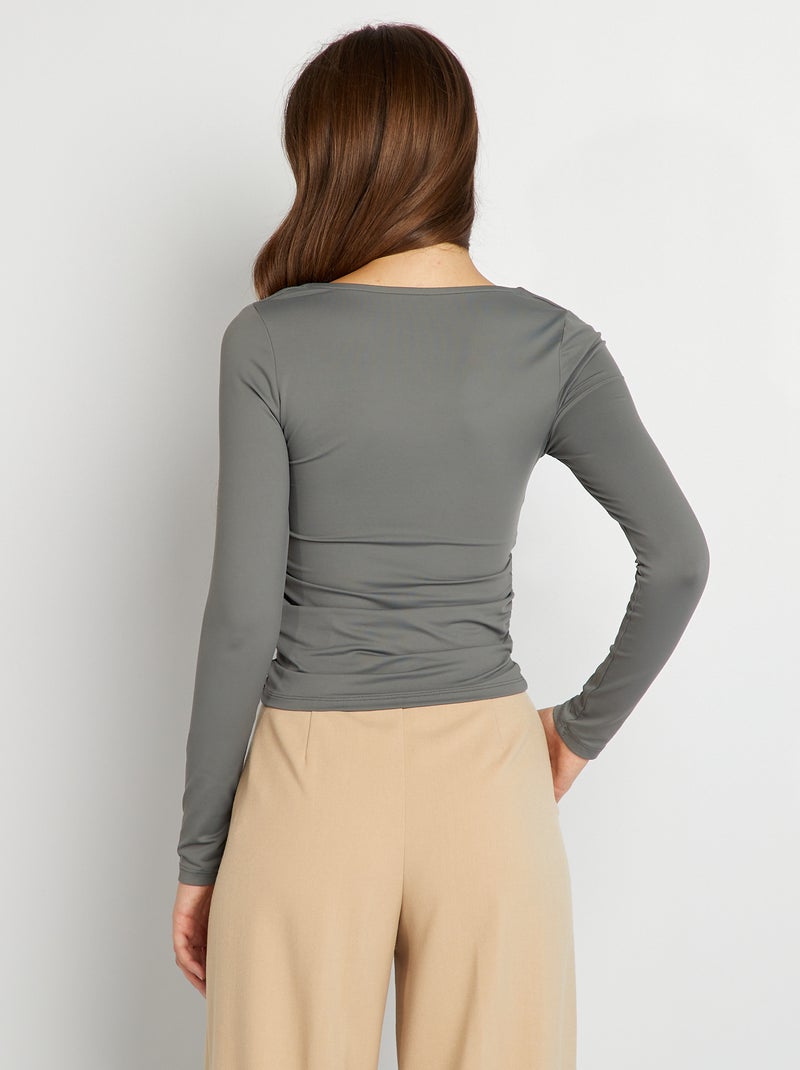 T-shirt col carré Gris - Kiabi