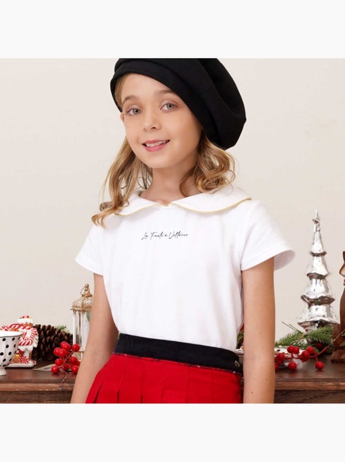 T-shirt  Col Claudine  à Manches Courtes  SOPHIA - 'LA FAUTE A VOLTAIRE' - Kiabi