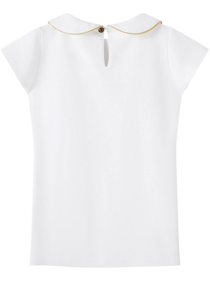 T-shirt  Col Claudine  à Manches Courtes  SOPHIA - 'LA FAUTE A VOLTAIRE' Blanc Doré - Kiabi