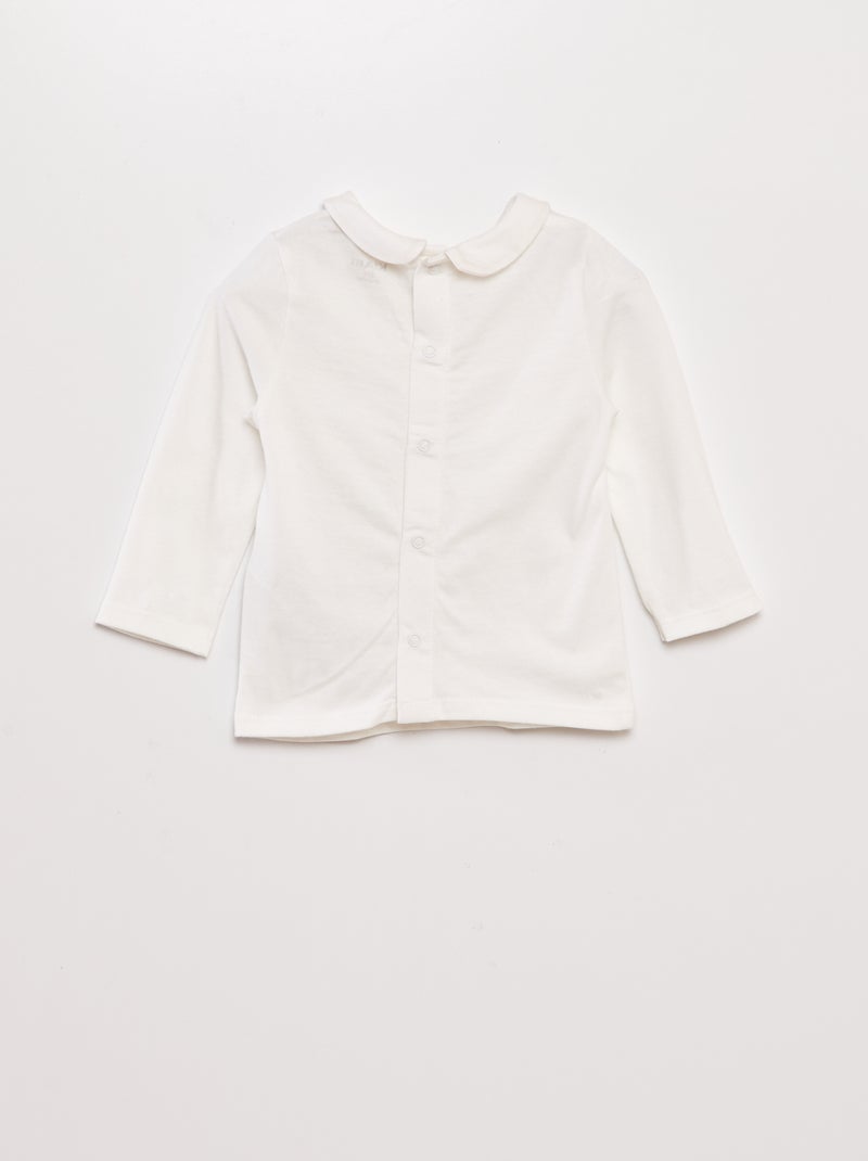 T-shirt col claudine écru - Kiabi