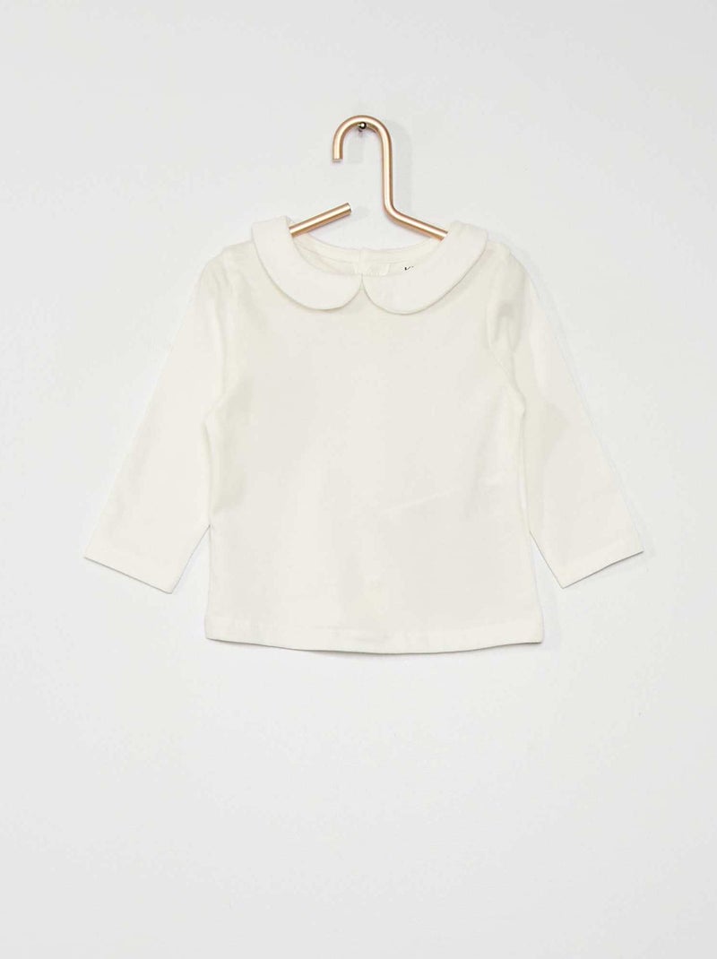 T-shirt col claudine écru - Kiabi