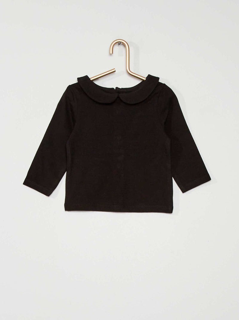T-shirt col claudine noir - Kiabi