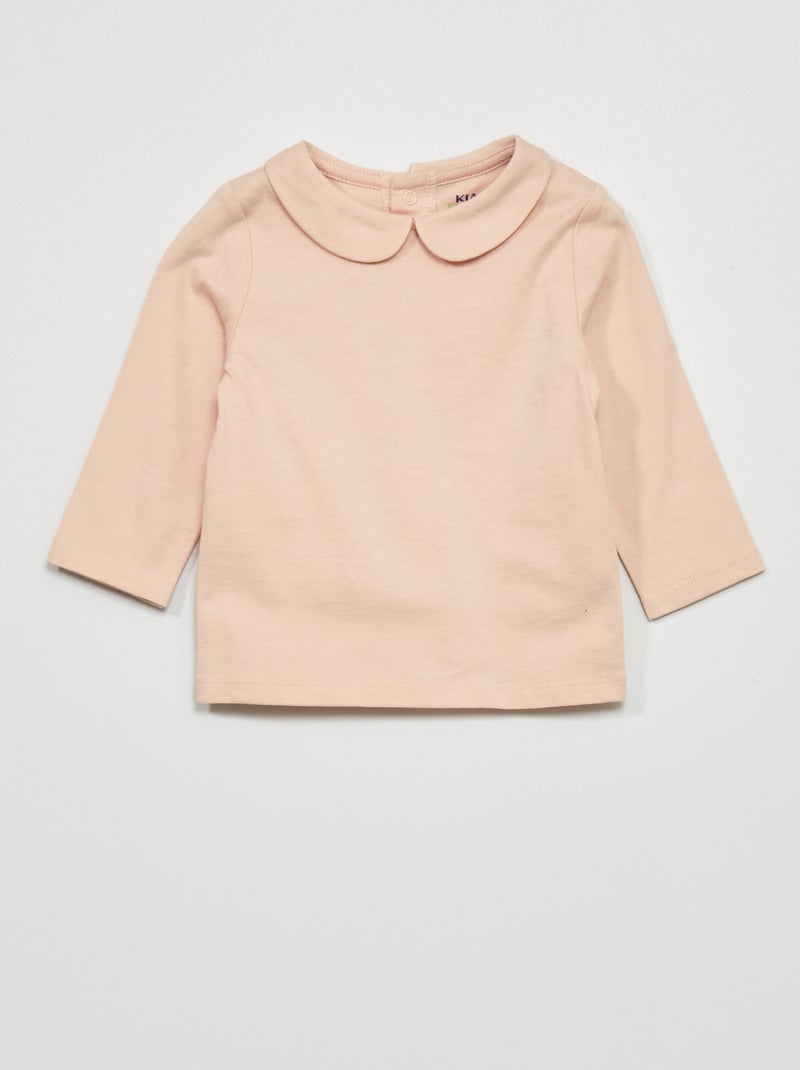 T-shirt col claudine Rose - Kiabi