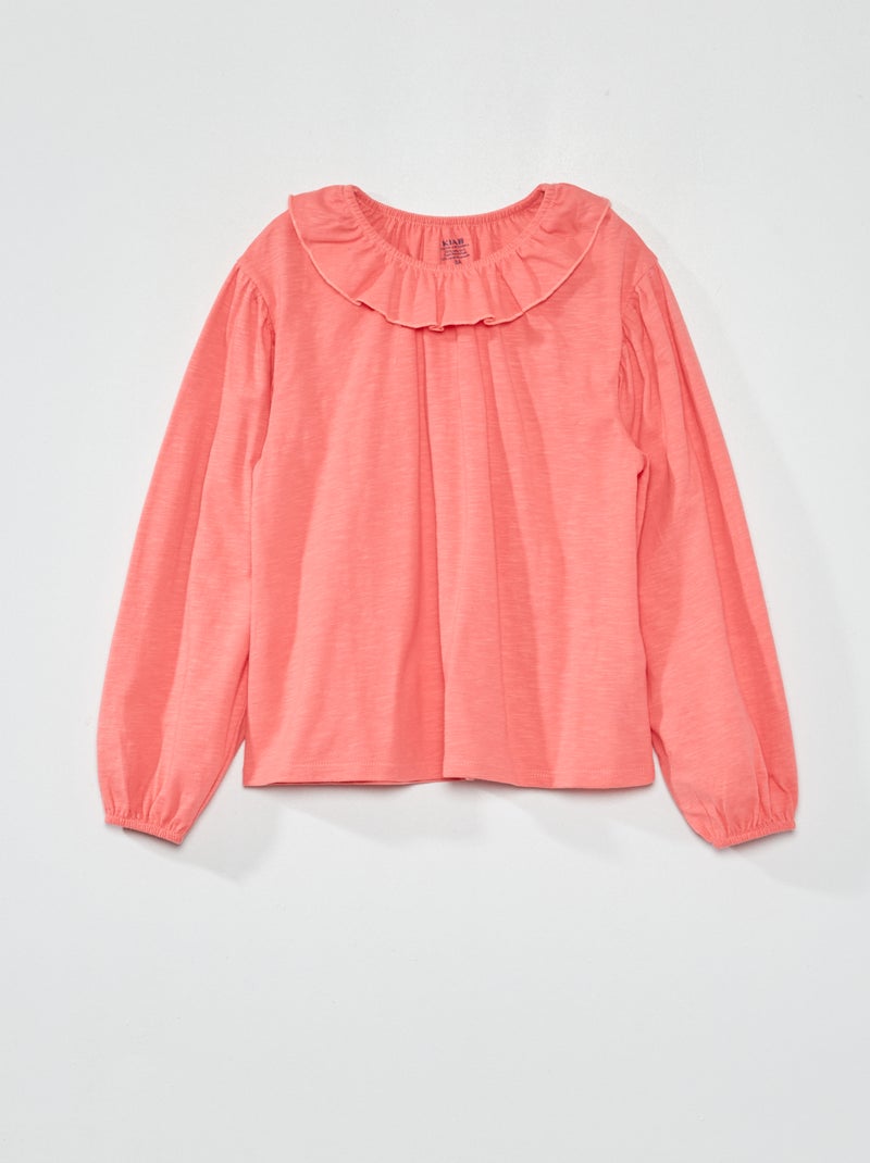 T-shirt col collerette rose - Kiabi