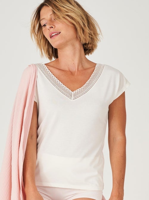 T-shirt col dentelle Climatyl - Damart - Kiabi
