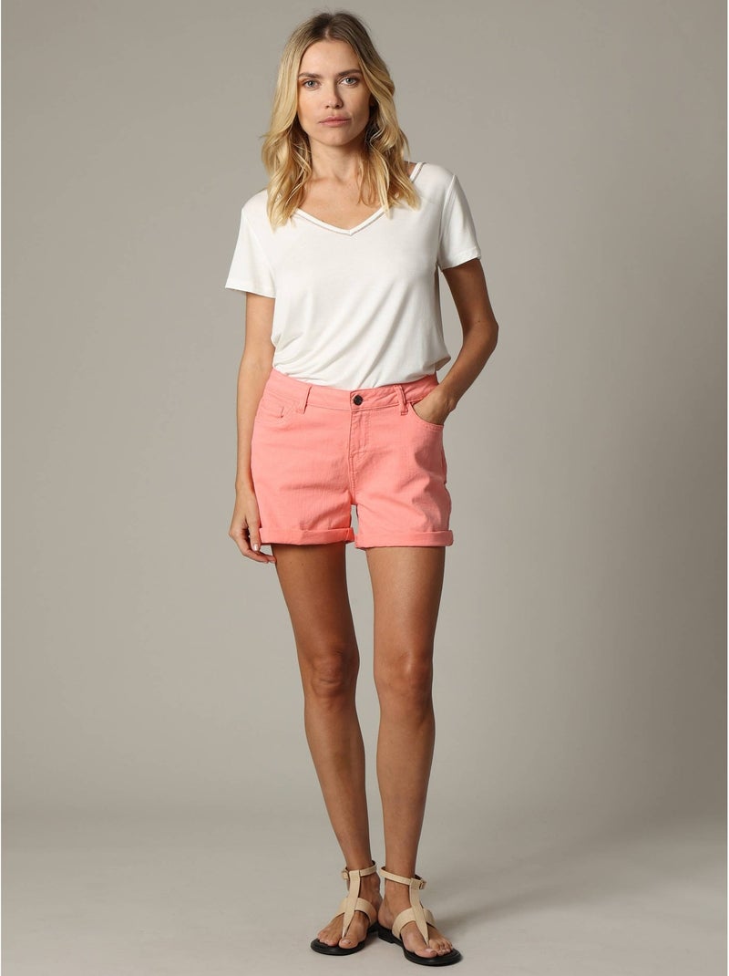 T-shirt col en V avec liseré brillant  'Deeluxe' Blanc - Kiabi