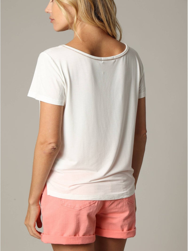 T-shirt col en V avec liseré brillant  'Deeluxe' Blanc - Kiabi