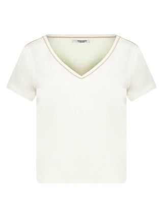 T-shirt col en V avec liseré brillant pour femme 'Deeluxe'