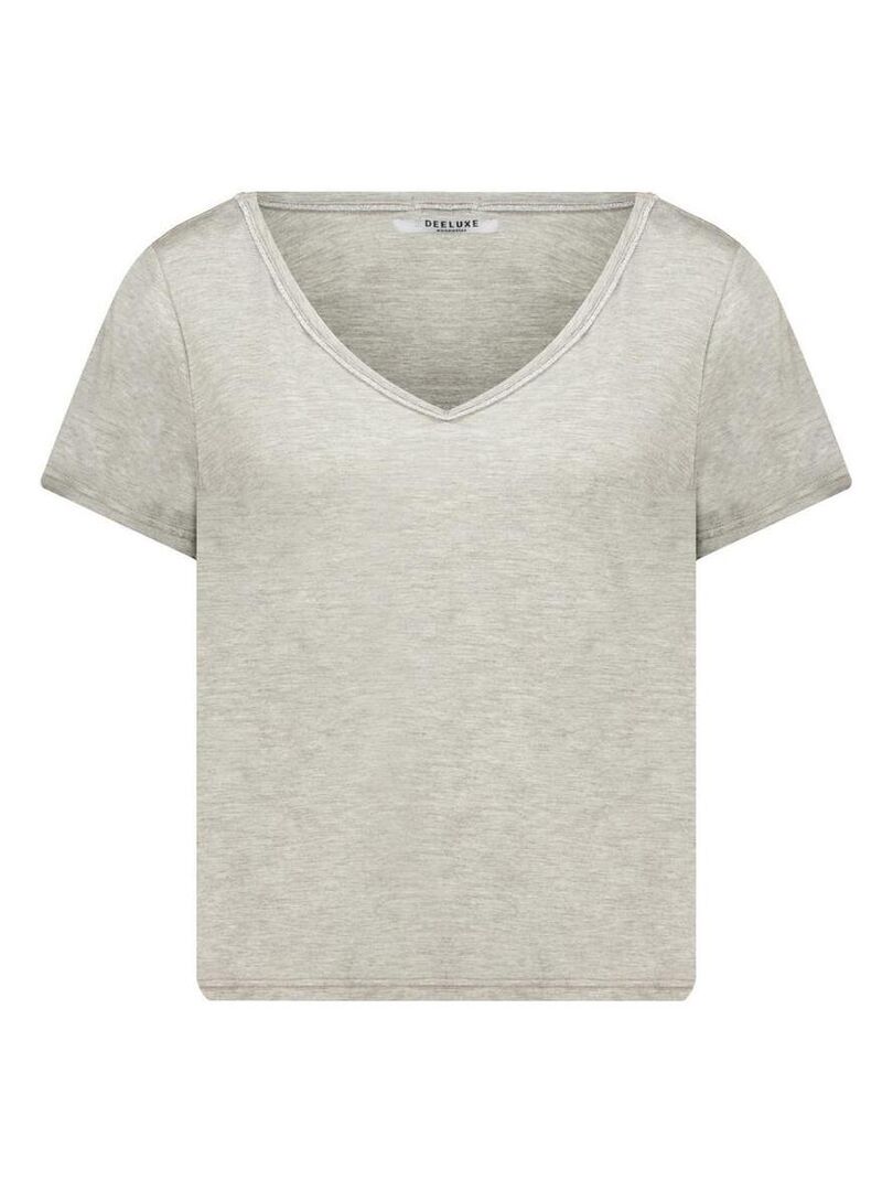 T-shirt col en V avec liseré brillant pour femme 'Deeluxe' Gris clair - Kiabi