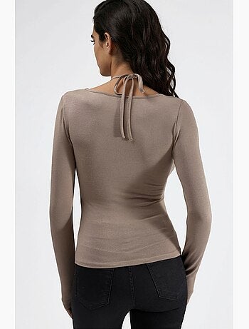 T-shirt col licou dentelle viscose stretch manches longues hiccup
