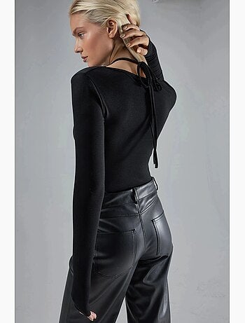 T-shirt col licou dentelle viscose stretch manches longues hiccup