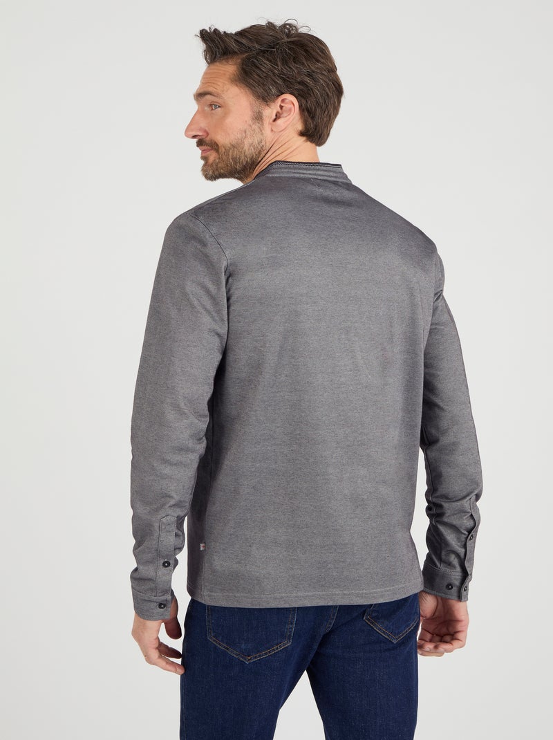 T-shirt col mao boutonné - Damart Gris chiné - Kiabi