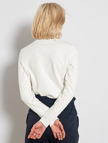 T-shirt col montant à pois - Kiabi