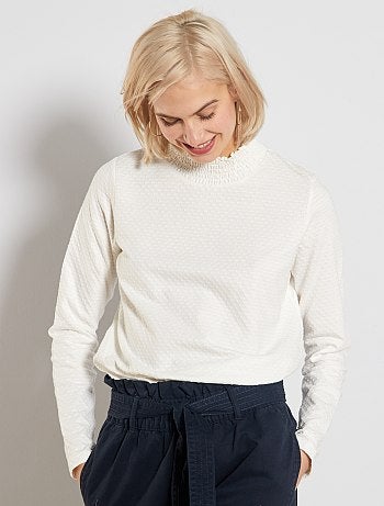 T-shirt col montant à pois - Kiabi