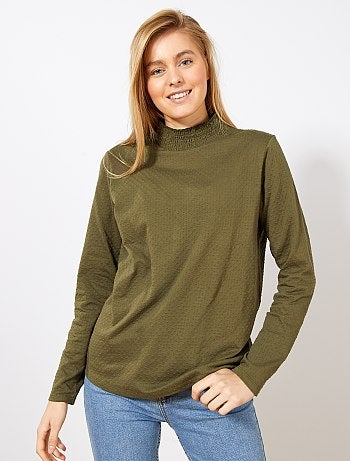 T-shirt col montant à pois - Kiabi