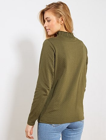 T-shirt col montant à pois - Kiabi