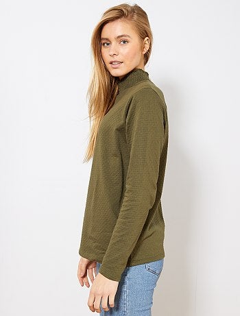 T-shirt col montant à pois - Kiabi