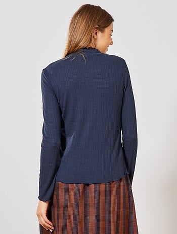 T-shirt col montant en maille fantaisie - Kiabi