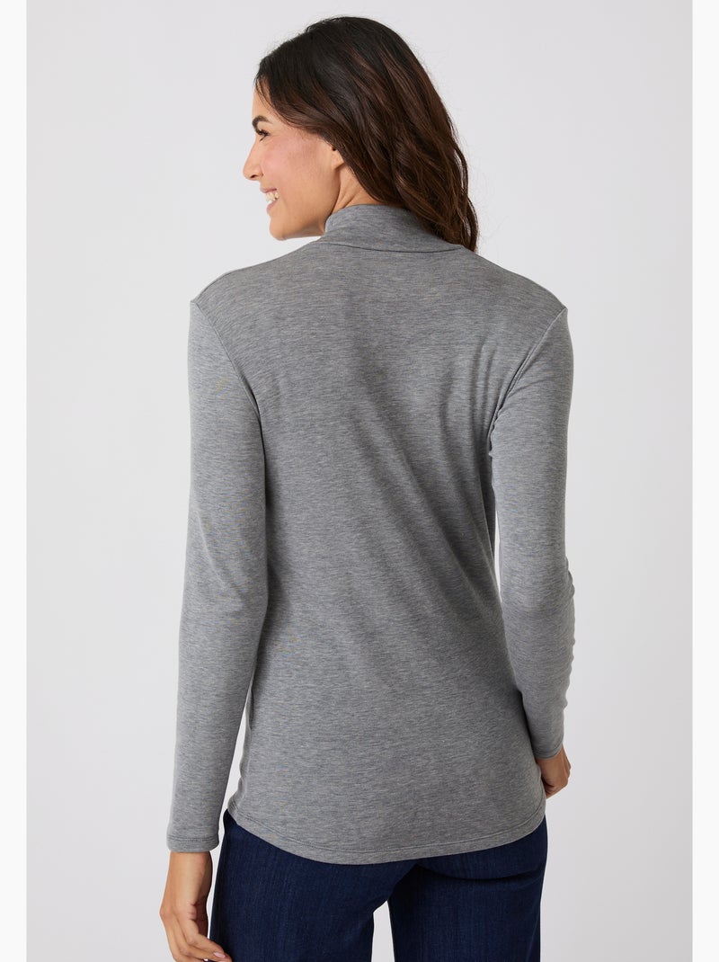 T-shirt col montant fine côte, thermolactyl sensitive - damart Gris - Kiabi