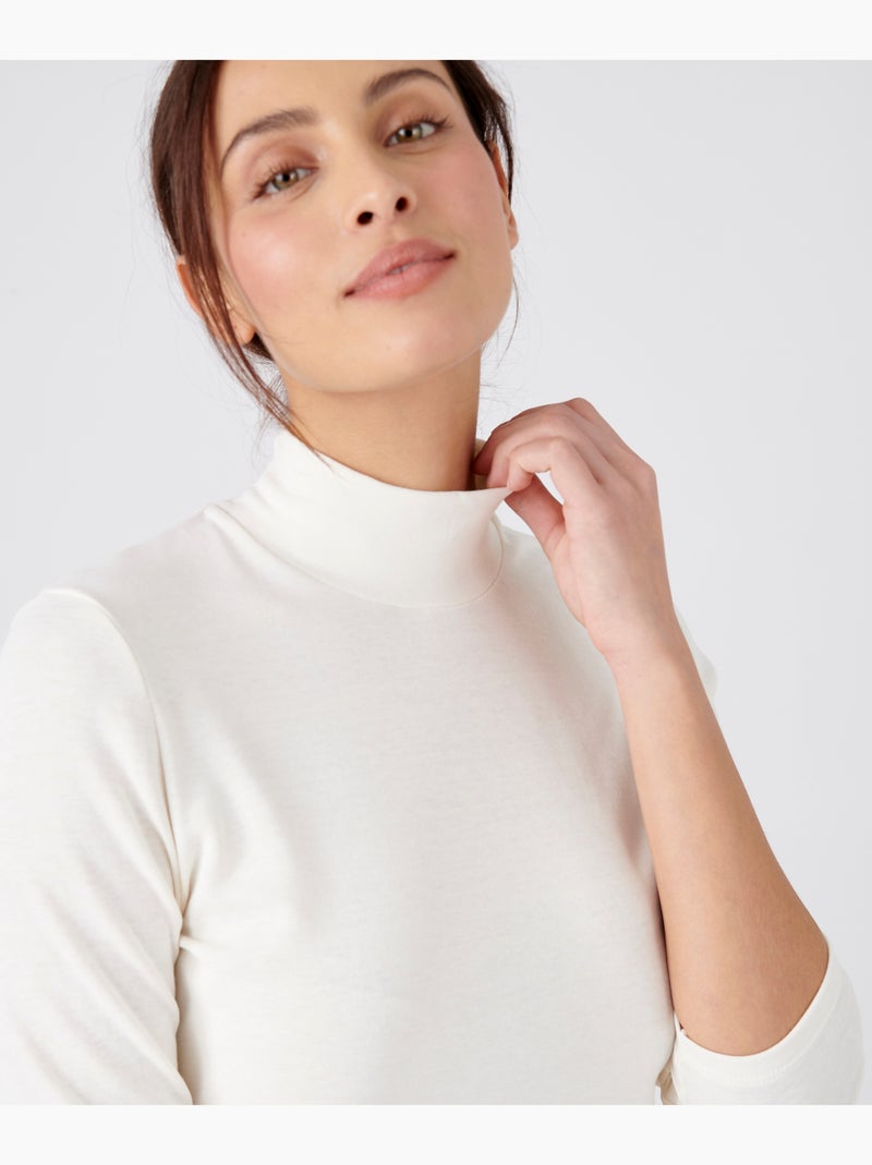 T-shirt col montant fine côte, Thermolactyl Sensitive thermique - Damart Blanc - Kiabi