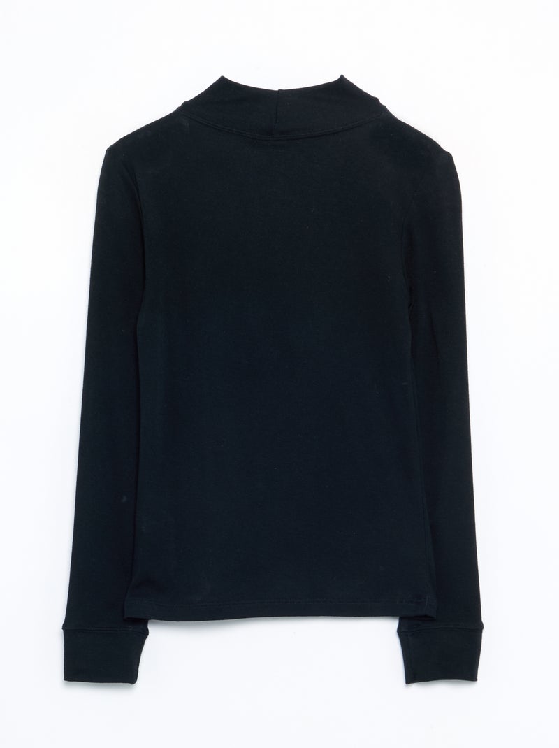 T-shirt col montant laine mélangée Noir - Kiabi
