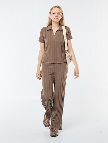 T-shirt col polo en coton stretch