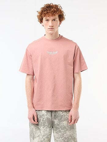T-shirt col rond avec broderie contrastante