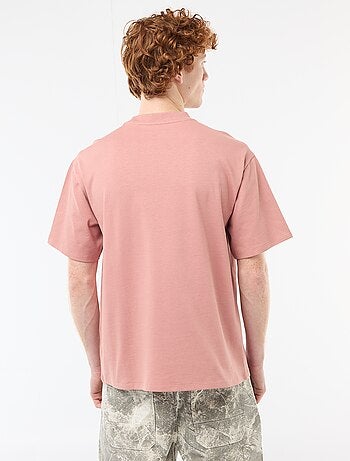 T-shirt col rond avec broderie contrastante