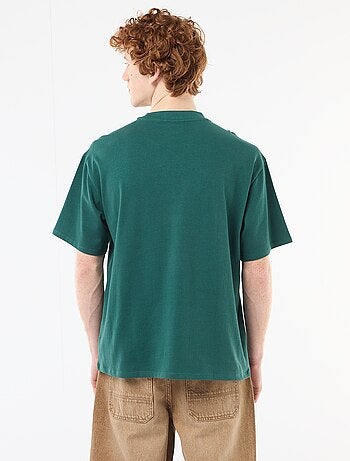 T-shirt col rond avec broderie contrastante