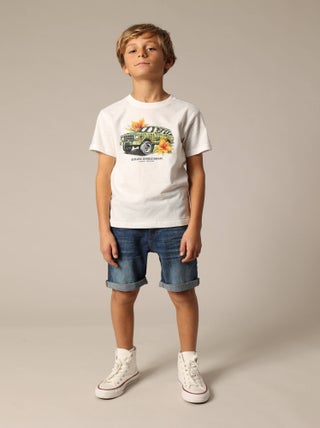 T-shirt col rond avec imprimé moto Sunset Expedition sur le devant 'Deeluxe'