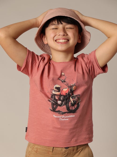 T-shirt col rond avec imprimé moto sur le devant 'Deeluxe' - Kiabi