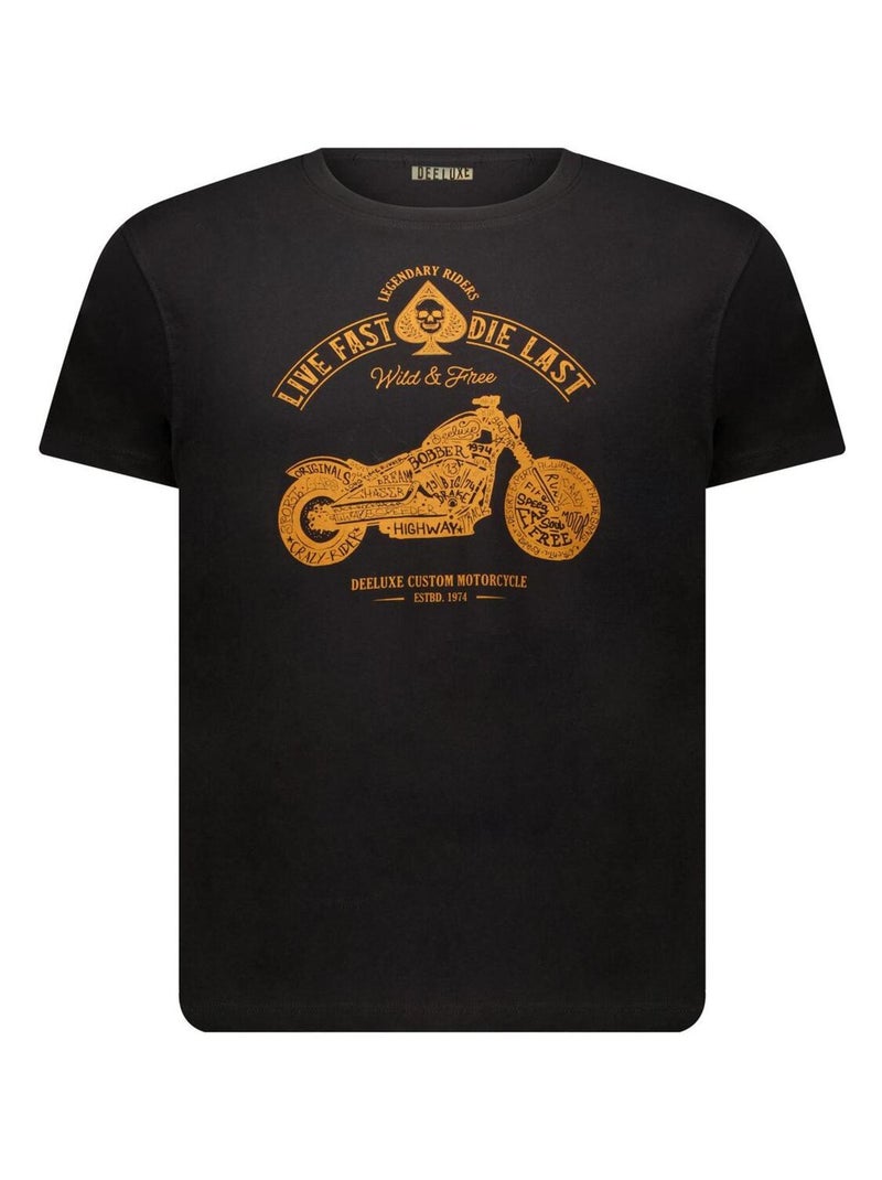 T-shirt col rond avec imprimé sur le devant de moto et lettrage 'Deeluxe' Noir - Kiabi
