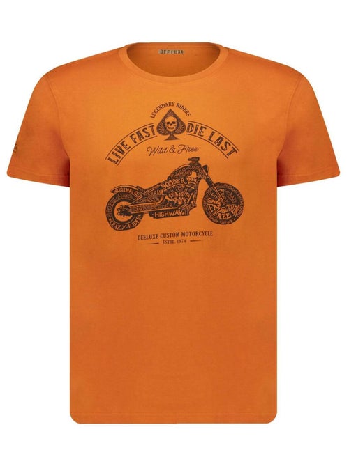 T-shirt col rond avec imprimé sur le devant de moto et lettrage 'Deeluxe' - Kiabi