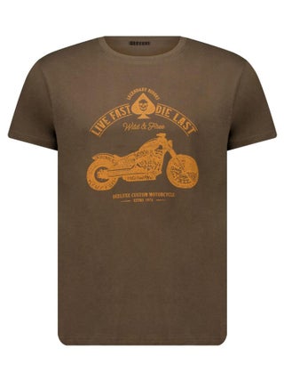 T-shirt col rond avec imprimé sur le devant de moto et lettrage 'Deeluxe'