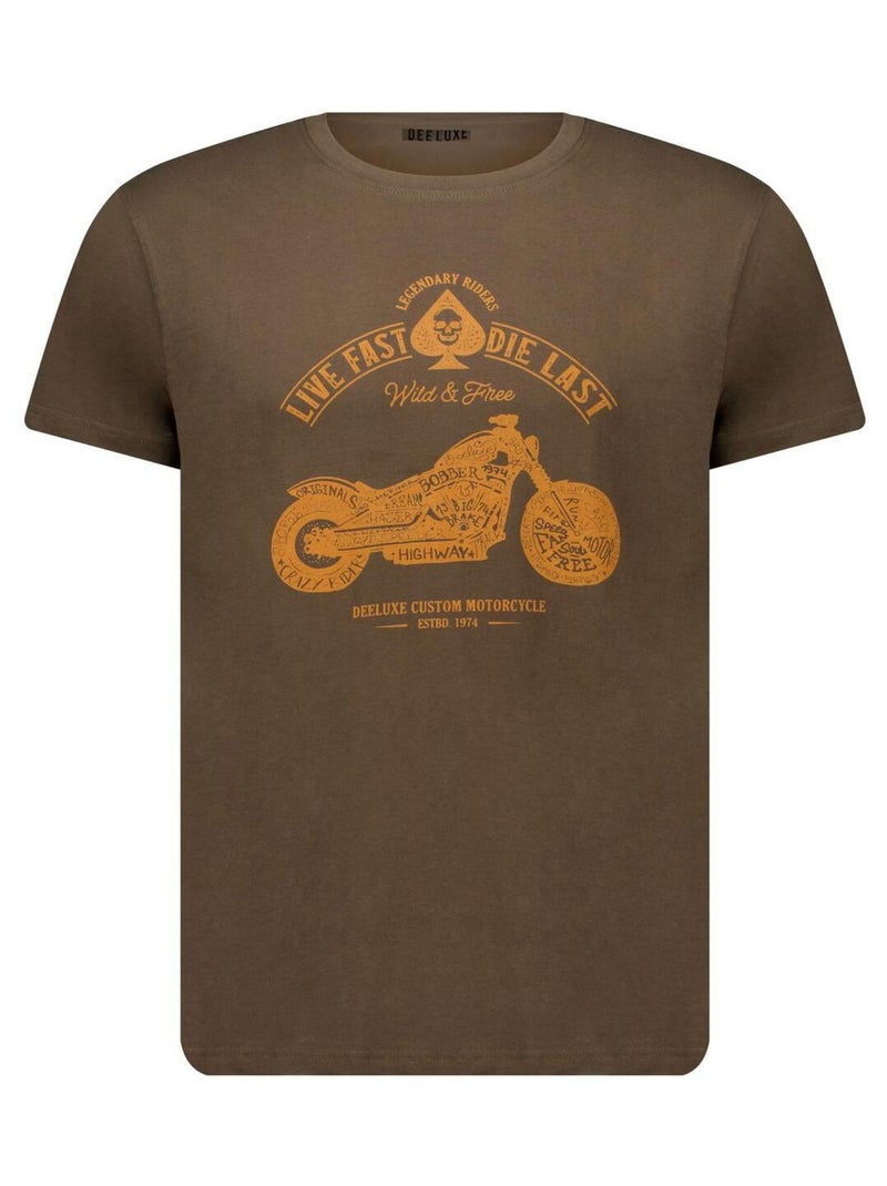 T-shirt col rond avec imprimé sur le devant de moto et lettrage 'Deeluxe' Vert foncé - Kiabi