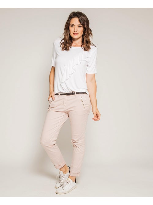 T-shirt col rond avec volant FIRMINI - Kiabi