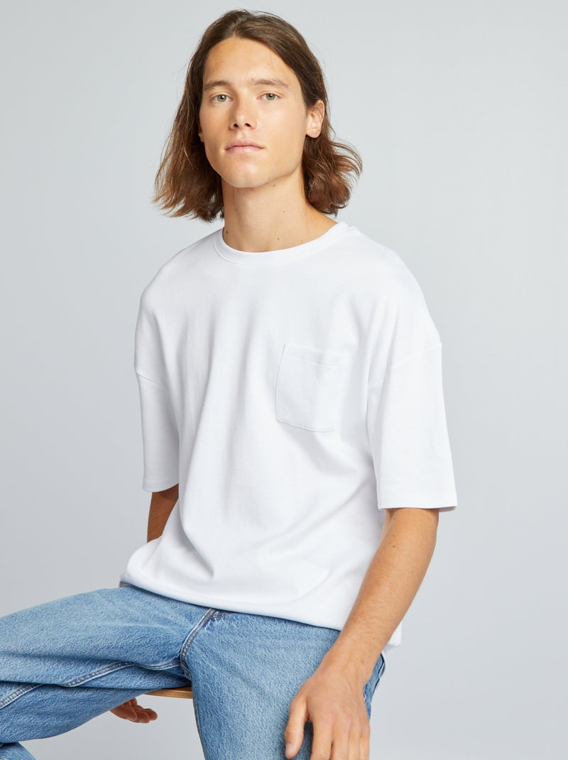 T-shirt col rond blanc - Kiabi