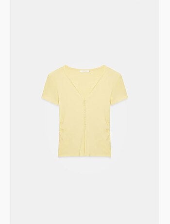 T-shirt col rond boutonné manches longues ajusté dilvin