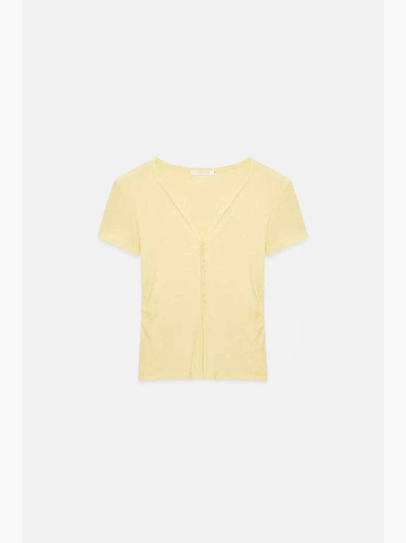 T-shirt col rond boutonné manches longues ajusté dilvin Ambre - Kiabi