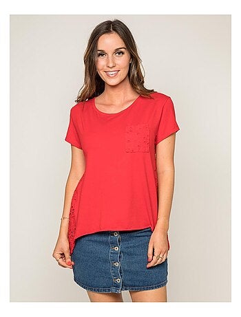 T-shirt col rond broderies anglaises FOCACIA