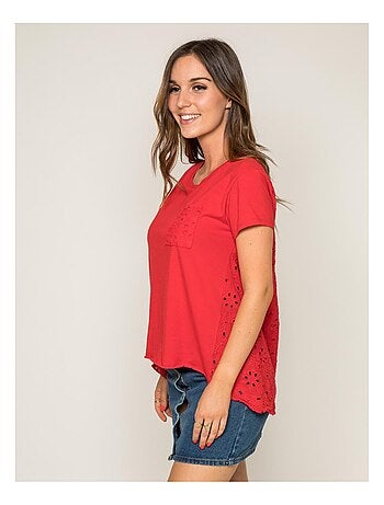 T-shirt col rond broderies anglaises FOCACIA