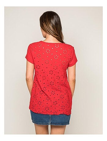 T-shirt col rond broderies anglaises FOCACIA