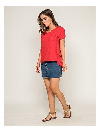 T-shirt col rond broderies anglaises FOCACIA
