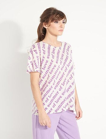 T-shirt col rond cachemire femme 100% cachemire déjaugé - AVA 10