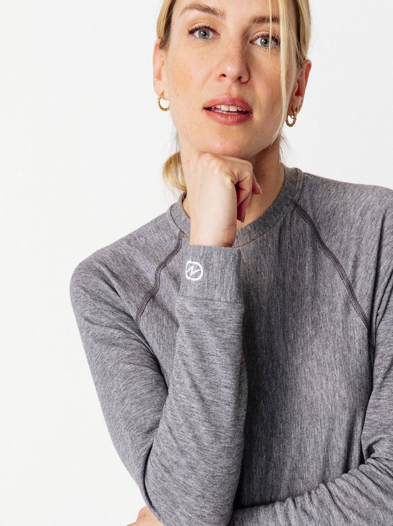 T-shirt col rond Comfort Thermolactyl 3 femme - DamartSport Gris chiné - Kiabi