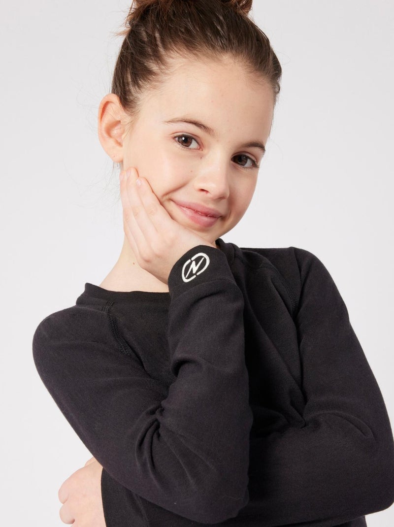T-shirt col rond Comfort Thermolactyl 4 enfant thermique - DamartSport Noir - Kiabi