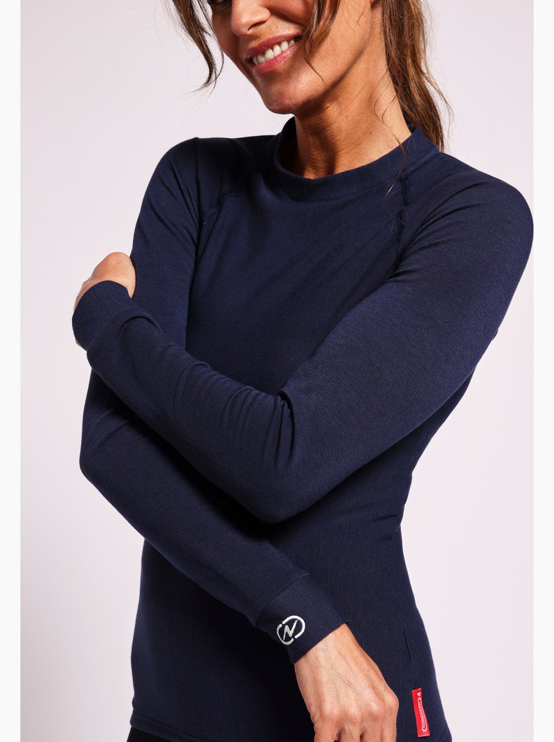 T-shirt col rond Comfort Thermolactyl 4 femme thermique - DamartSport Bleu - Kiabi