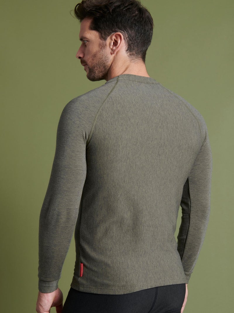 T-shirt col rond Comfort Thermolactyl 4 homme thermique - DamartSport Kaki - Kiabi