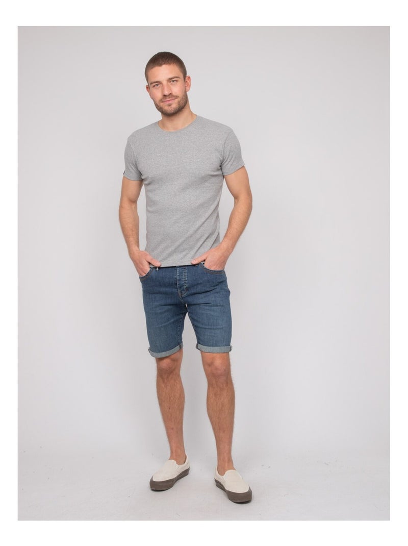 T shirt col rond coton cottelé WALTER Gris - Kiabi